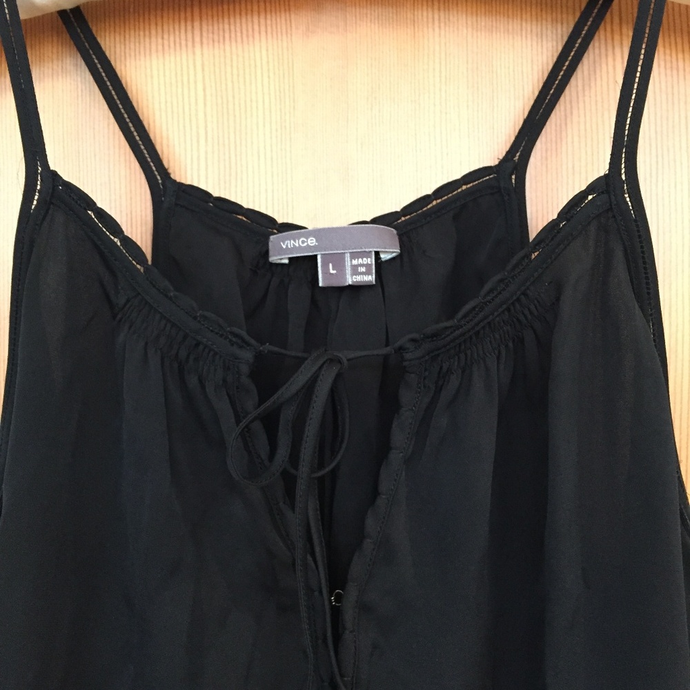 Vince black silk blend tank/camisole, sz L